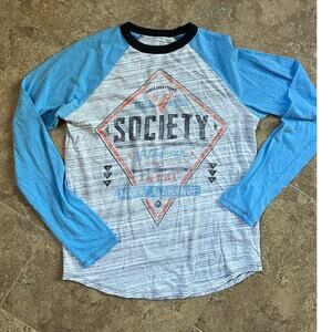 Society long sleeve T-Shirt, Blue and gray, Men's size Small